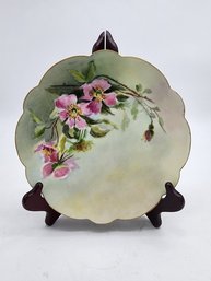 BEAUTIFUL SCALLOPED EDGED HAND PAINTED PLATE LIMOGES SHIPPING AVAILABLE