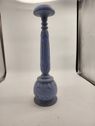 LARGE BLUE WOOD CANDLE STICK  LOCAL PICK UP