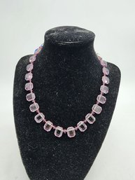 BEAUTIFUL VINTAGE PURPLE CRYSTAL NECKLACE 1980'S  WILL SHIP