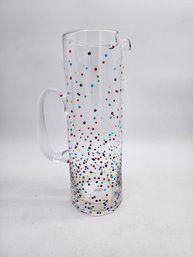 CUTE HAND PAINTED POLKA DOT GLASS PITCHER