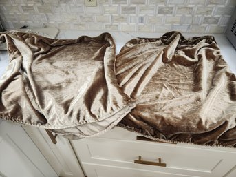2 Shiny Bronze Colored Velvet Beauty Rest Pillow Shams Euro Size