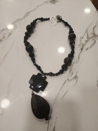 2 Black Banded Agate Necklace