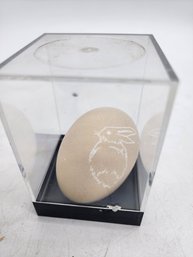 Carved Blown Egg With Bunny Drawn On It