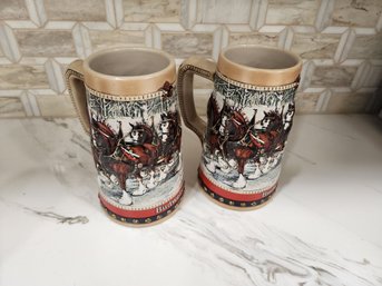 2 Vintage 1988 Budweiser Mugs