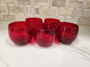 5 Red Votive Candle Holders