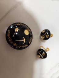#4  Vintage Alaska Gold Rush Pin And Earrings