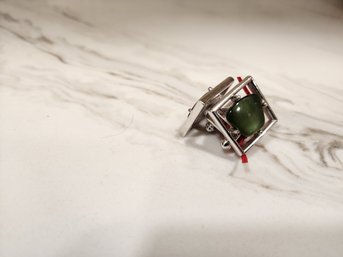 #10 Sarah Coy Silver And Green Stone Cufflinks