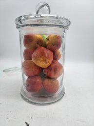 Large Apothecary Jar Filled With Life Like Apples