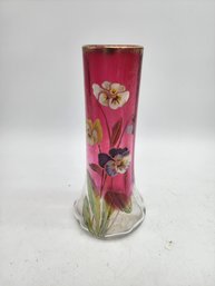 Beautiful Hand Painted Depression Glass Vase