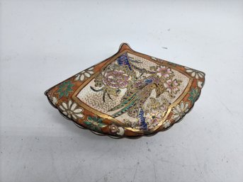 Antique Hand Painted Chinese Fan Shaped Dish