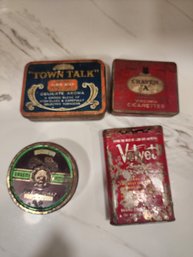 #1 LOT OF 4 ANTIQUE AND VINTAGE  TABACCO TINS