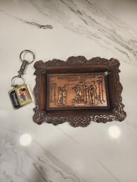 #13 VINTAGE MICKEY MOUSE KEY RING AND UNIVERSAL STUDIO TIN TRAY