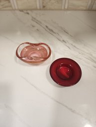 #15 2 SMALL BLOWN GLASS DISHES