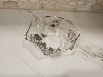 SILVER ETCHED CRYSTAL BOWL
