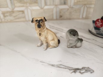 #19 2  Adorable Antique Small Dog Figurines