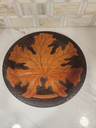 #24 10 Inch Mid Century Carved Wood Platter