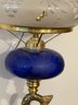 Pairpoint Cobalt Blue Wheel Cut Dolphin Table Lamp