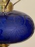 Pairpoint Cobalt Blue Wheel Cut Dolphin Table Lamp