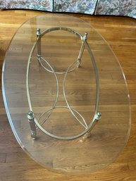 Oval Glass & Brass Coffee Table