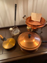 Copper Chaffing Dish, Silent Butler, Golf Ashtray