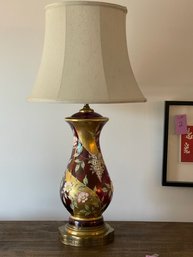 Vintage Bohemian Hand Painted Red Cranberry Glass Lamp
