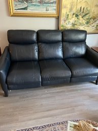 Nay Blue Leather Like Electric Sofa, Recliners On Ends
