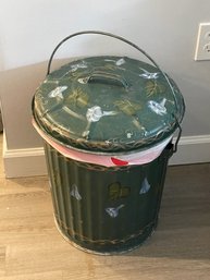 Painted Trash Can With Lid