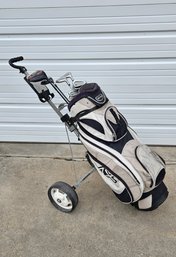 Men's Beginner Set Golf Clubs & Hand Cart - Includes Higher End Driver & 3 WOOD