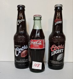 Coca-Cola Jan 1998 Broncos Super Bowl & Coors Sports Classic Collector Bottles- Unopened