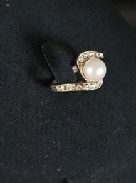 Gold Pearl Diamond 14 Karat Gold Filled Ring