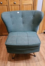 MCM Original Green Upholstered Swivel Chair