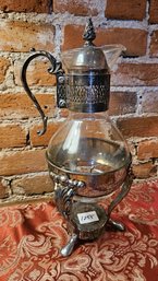 Vintage Silver Plated Glass Coffee And Tea Carafe