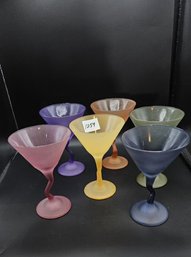 Colorful Frosted Glass Martini Glasses