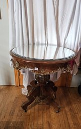 Exquisite Antique Victorian French Burr Walnut Gilt Brass Round Side Table