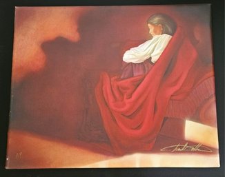 Giclee On Canvas Painting By Artist Charles Collins, A Taos Master