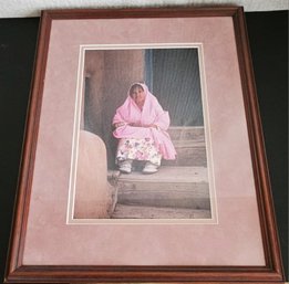 Framed Print Of Native American Woman On Steps