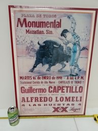 Large Spanish Bull Fighting Poster