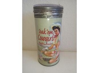 Vintage Soak'em Cowgirl Tin