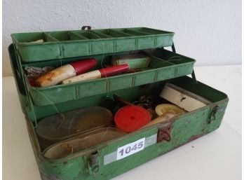 Vintage Metal Tackle Box W/ Contents