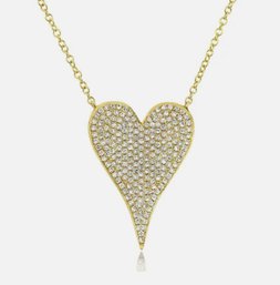 BEAUTIFUL 14K GOLD DIAMOND HEART NECKLACE NEW