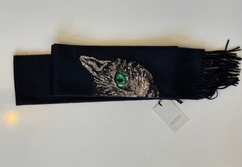 NEW GUCCI Mystic Cat Sequin Scarf Cashmere Silk $1250