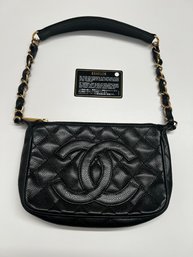CLASSIC Chanel Caviar Maltrasse Shoulder Bag With Card