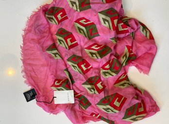 GUCCI AUTHENTIC Pink GG Cube Silk Monogram Scarf