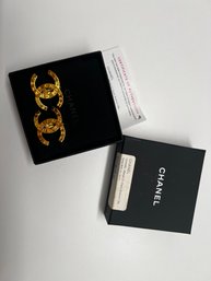 GORGEOUS RARE Chanel CC Gold Coco Mark Earrings
