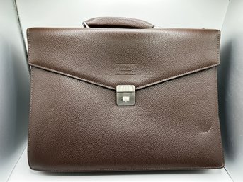 Authentic Armani Collezioni Dark Brown Grained Briefcase $1250