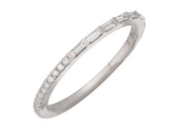 Beautiful 14k White Gold Baguette And Round Diamond Eternity Ring