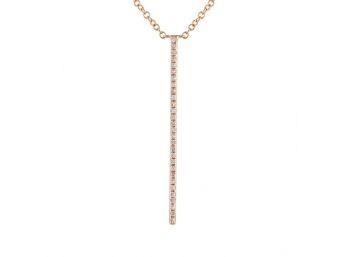 Gorgeous Trendy 14k Rose Gold Diamond Bar Necklace