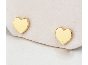 Adorable Solid 14k Yellow Gold Heart Earrings