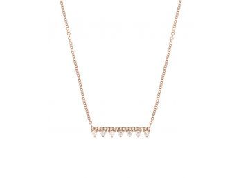 Gorgeous 14k Rose Gold Diamond Bar Necklace
