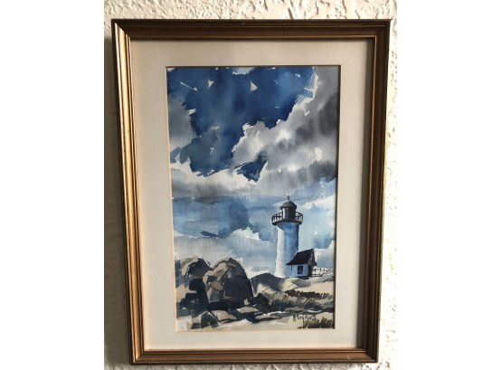 Watercolor Of Lighthouse By R. FORD